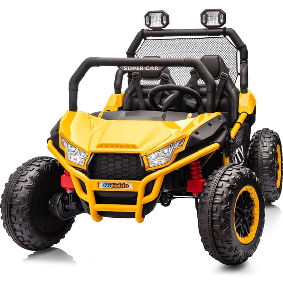 Hikiddo 24V 10Ah Ride on Toy, 4WD 2-Seater Electric Ride on Car UTV for Big Kids with Remote, 4*200W Motors - Yellow