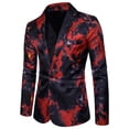 thumbnail image 4 of One Button Flame Printing Slim Fitting Performance Suit Mens Suit, 4 of 8