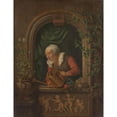 thumbnail image 2 of Louis de Moni 15x18 Black Ornate Wood Framed Double Matted Museum Art Print Titled - Woman Watering a Plant (1720 - 1771), 2 of 5
