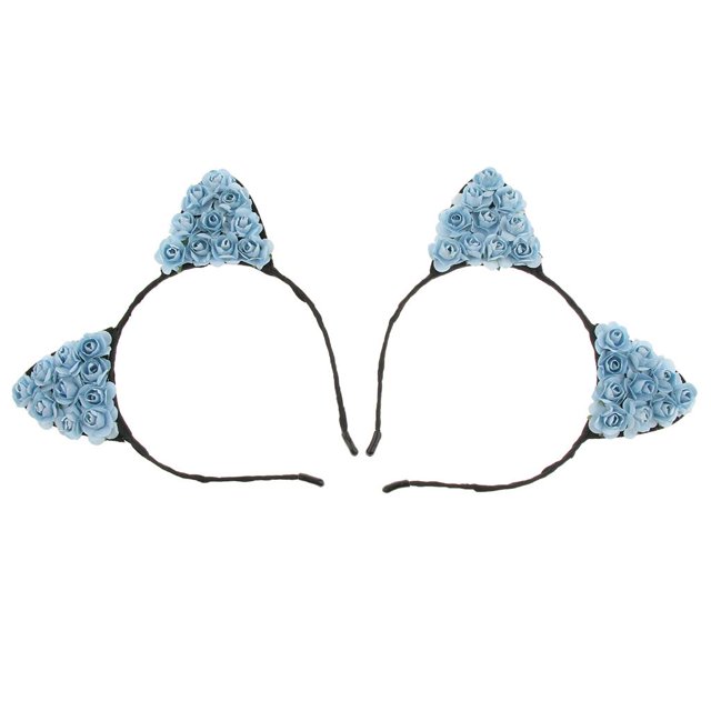 2 uds., Flor de papel, de gato, accesorios para el cabello, disfraz de , diadema, accesorios para fotografía Azul Salvador Diadema de orejas de gato