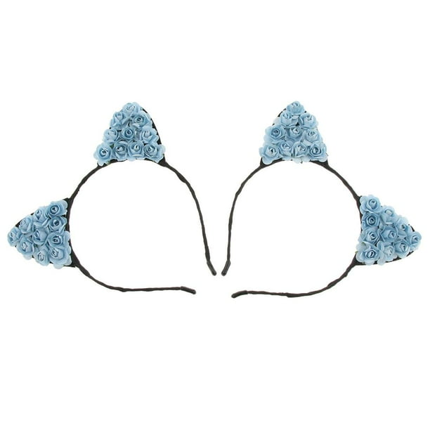 2 uds., Flor de papel, de gato, accesorios para el cabello, disfraz de , diadema, accesorios para fotografía Azul Salvador Diadema de orejas de gato