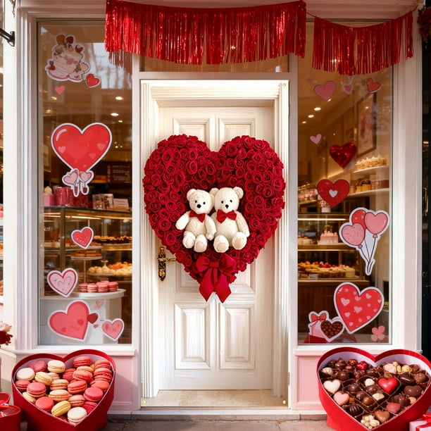 Cortina de Puerta de San Valentín de 35 X 72 Pulgadas, Decoración de Puerta y Pared para San Valentín, Festival, Fiesta