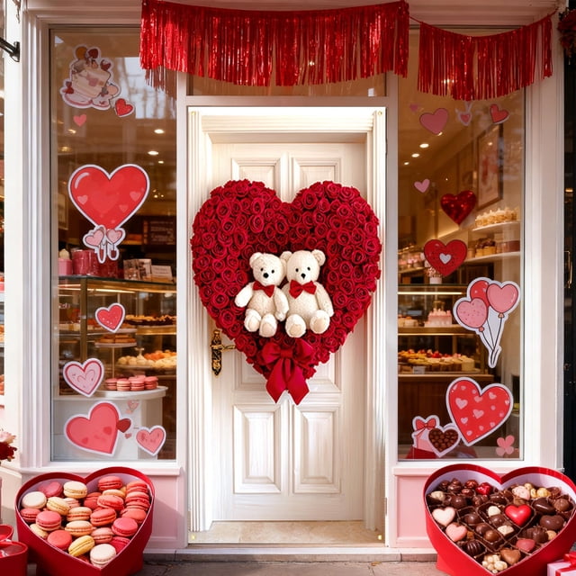Decoraciones para el Día de San Valentín, 35 x 72 pulgadas, cubierta para puerta, cortina para puerta, decoración para puerta y pared, decoración para festivales y fiestas, cubierta de puerta de polié