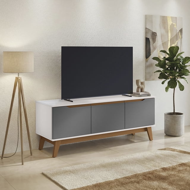 Rack TV Kappesberg 136 cm Blanco/Gris 3 Puertas