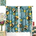 thumbnail image 3 of Bee Curtain Cartoon Cute Bees Green Leaves Pattern for Kids Room Decoration Blackout Print Rod Pocket Window Drapes for Bedroom Living Room 42x63in, 3 of 6