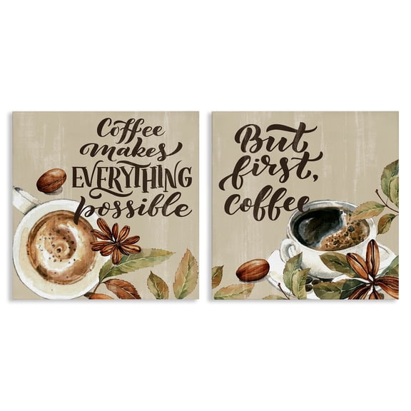 Stupell Industries Farmhouse Morning Coffee Classic Phrases 2pc Canvas Art Set, 17 x 17 each, by Kim Allen