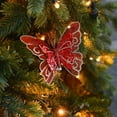 thumbnail image 5 of CuiLiyq 3 PCS Glitter Butterfly Christmas Tree Ornaments, Xmas Butterflies Wall Hanging Decor with Clips, Butterfly Hair Clip Craft Xmas Ornaments for Christmas Tree Wreath (Red), 5 of 6