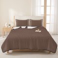 thumbnail image 3 of King Quilt Set 96''x106'', Pure Brown Lightweight Summer Bedspread Coverlet Set with 2 Pillow Shams, Simple Solid Color Breathable All Season Quilt Bedding for Bedroom/Guest Room, 3 of 9