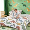 thumbnail image 4 of Manfei Cute Cartoon Dino Animals King Size Comforter Sets,Fantasy Grass Comforters King Size,White Gray,Light Gray Reversible,3pcs,1 Comforter and 2 Pillowcases, 4 of 7