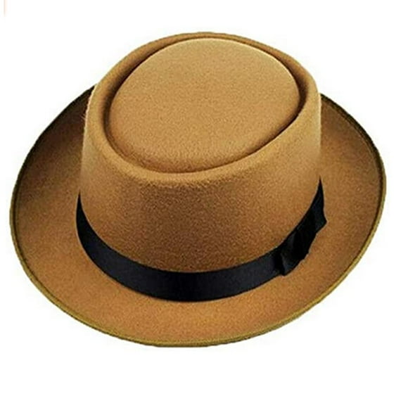 Men Women Hard Felt Pork Pie Cap Fedora Bowler Hat Derby Homburg Hats Band Hats Gentleman Fedora Cap