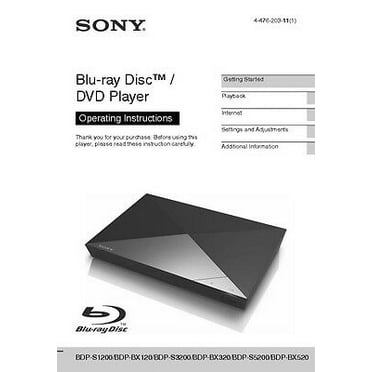 Instruction Manual ONLY for Sony BDP-S3200 Blu-ray Player Owners Manual REPRINT