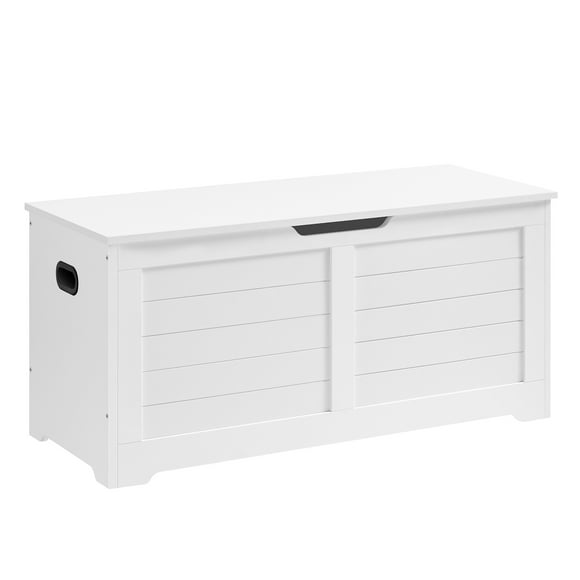 VASAGLE Storage Chest, Storage Trunk with 2 Safety Hinges, Storage Bench, Shoe Bench, 15.7 x 39.4 x 18.1'', White