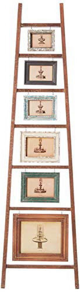 Woven Paths Decorative Wood Ladder with 6 Hanging Photo Frames