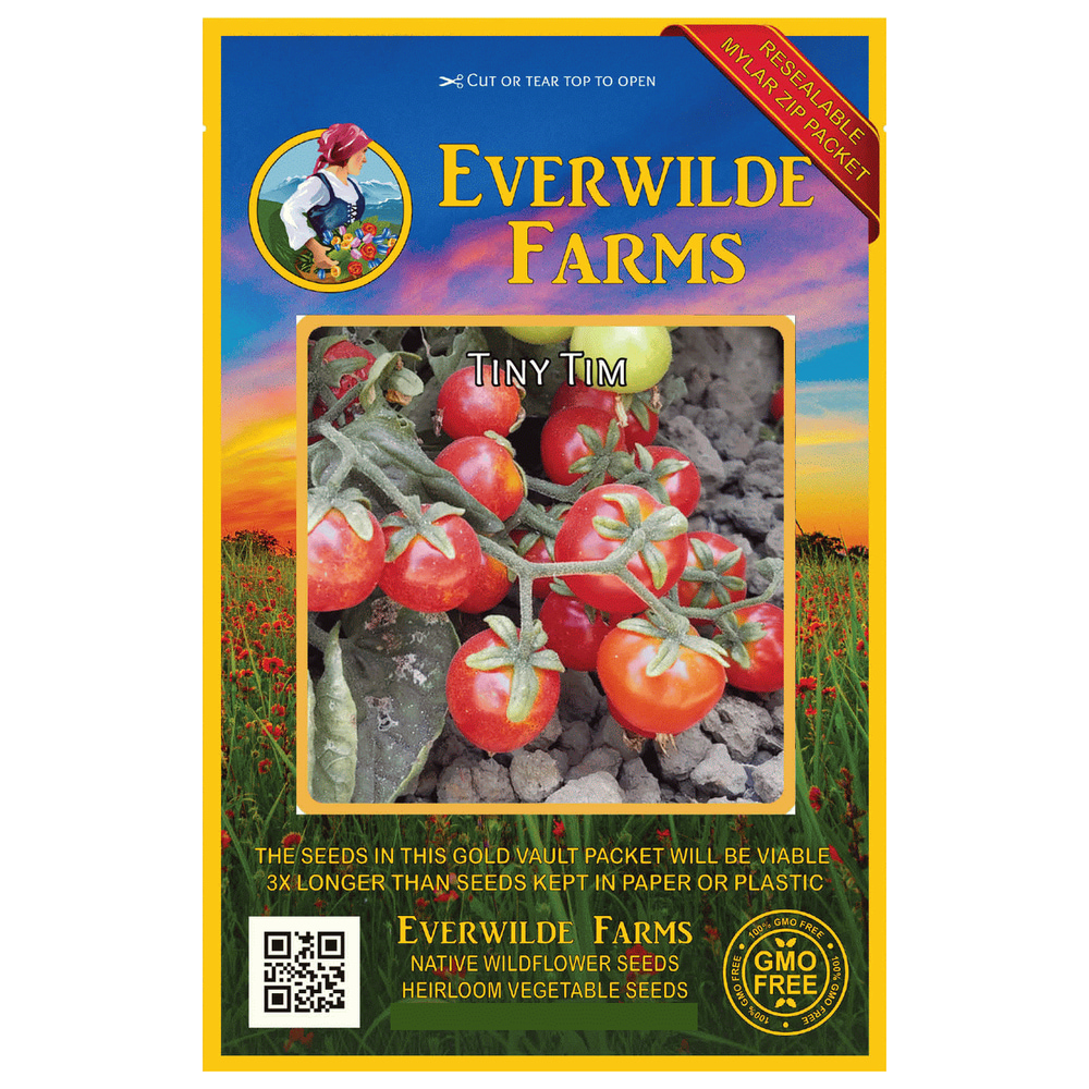 Everwilde Farms 100 Tiny Tim Heirloom Tomato Seeds Gold Vault Jumbo