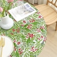 thumbnail image 5 of Winter Round Fitted Tablecloth Best for 40"-44" Xmas Red Berries Christmas Table Cloth Elastic Edge Waterproof Stain Resistant Washable Holiday Green Leaves Holly Table Cover for Party Picnic Decor, 5 of 8
