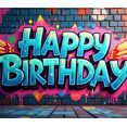 thumbnail image 4 of Happy Birthday Banner Background Colorful Backdrop Wall Party Decorations Festive Event Supplies Celebration Graffiti Photography Props, 4 of 4