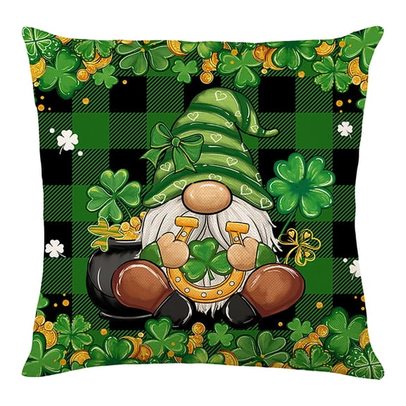 Tuvgenk Irish Throw Pillow Cover 18x18 Inch St. Patrick‘s Day Decorative Linen Square Pillow Case for Sofa Living Room Festive Decor