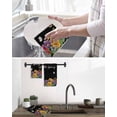 thumbnail image 5 of Spring Flowers Kitchen Dish Towels for Drying Dishes Set of 2, Watercolor Country Colorful Floral Black Waffle Weave Microfiber Hand Tea Bathroom Towels Quick Dry & Absorbent Towel 15.7x23.6, 5 of 7