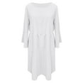 thumbnail image 3 of Tbopshirt Tops for Women 2025,Women's Summer Casual Cotton Linen Loose Short Sleeve Round Neck Solid Dress Shirt, 3 of 4