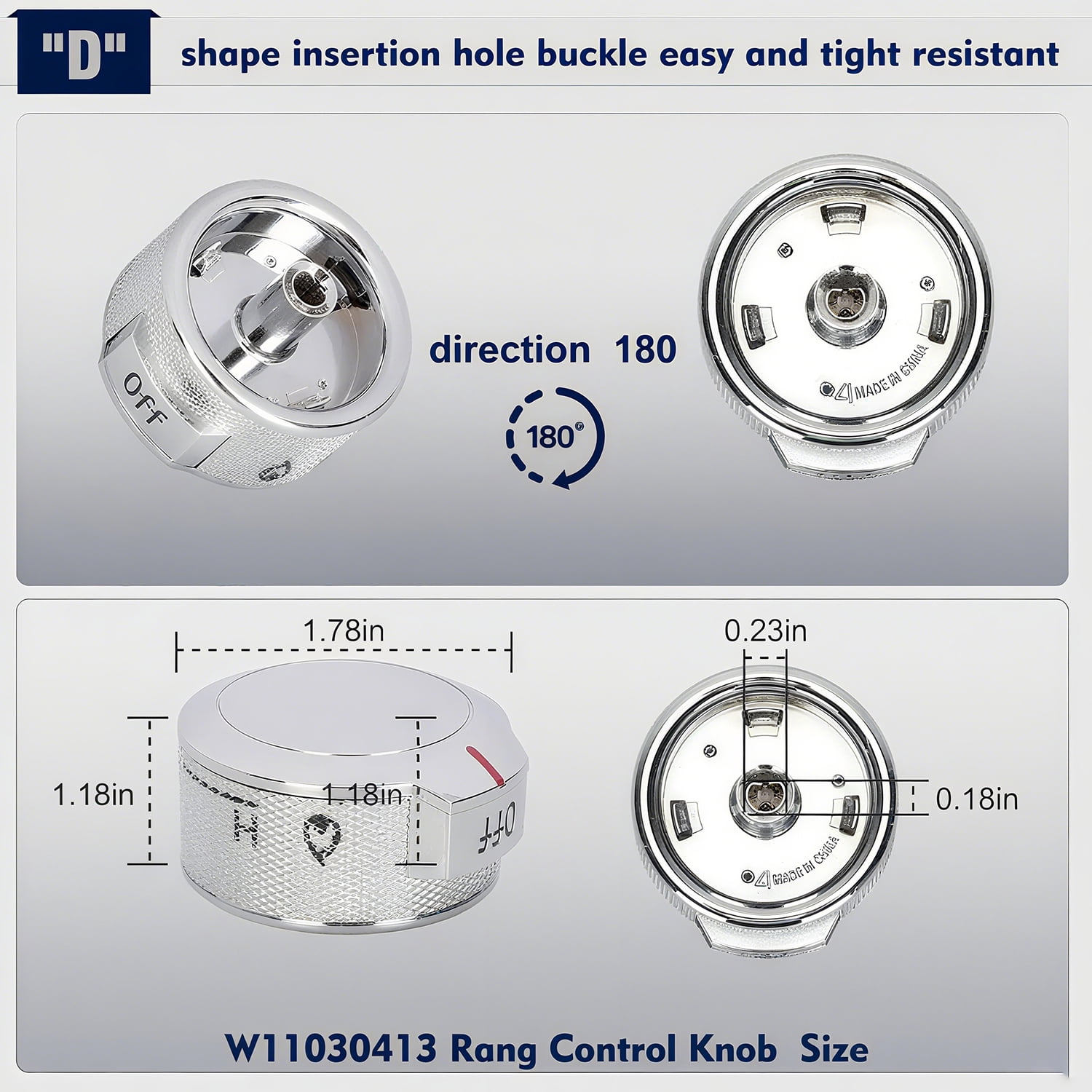 Upgraded W11030413 Stove Control Knobs (5-piece set) - Kitchen Auxiliary Stove Compatible Knob Switch - Replacement W10643306、W10786063、W11027434、4461624、AP6038805、PS11770322、EAP11770322