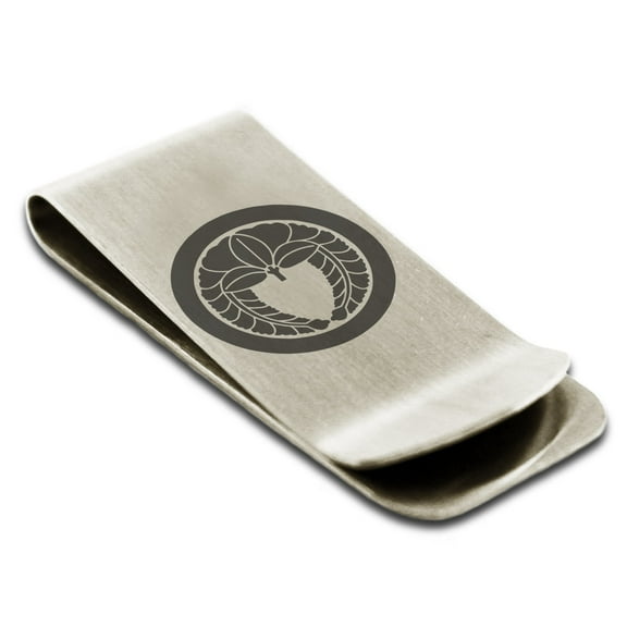 Tioneer Stainless Steel Natsuka Samurai Crest Engraved Money Clip Holder
