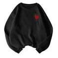 thumbnail image 3 of Black Womens Tops Heart Pattern Pullover Sweatshirt Casual Long Sleeve Crew Neck Sweatshirt for Fall & Winter Women's Clothing Fall Outfits for Women 2025, 3 of 3