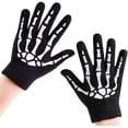 thumbnail image 1 of pares de guantes de esqueleto para pantalla táctil para niños, guantes de hueso de calavera que brillan en la oscuridad para Halloween, 1 of 5
