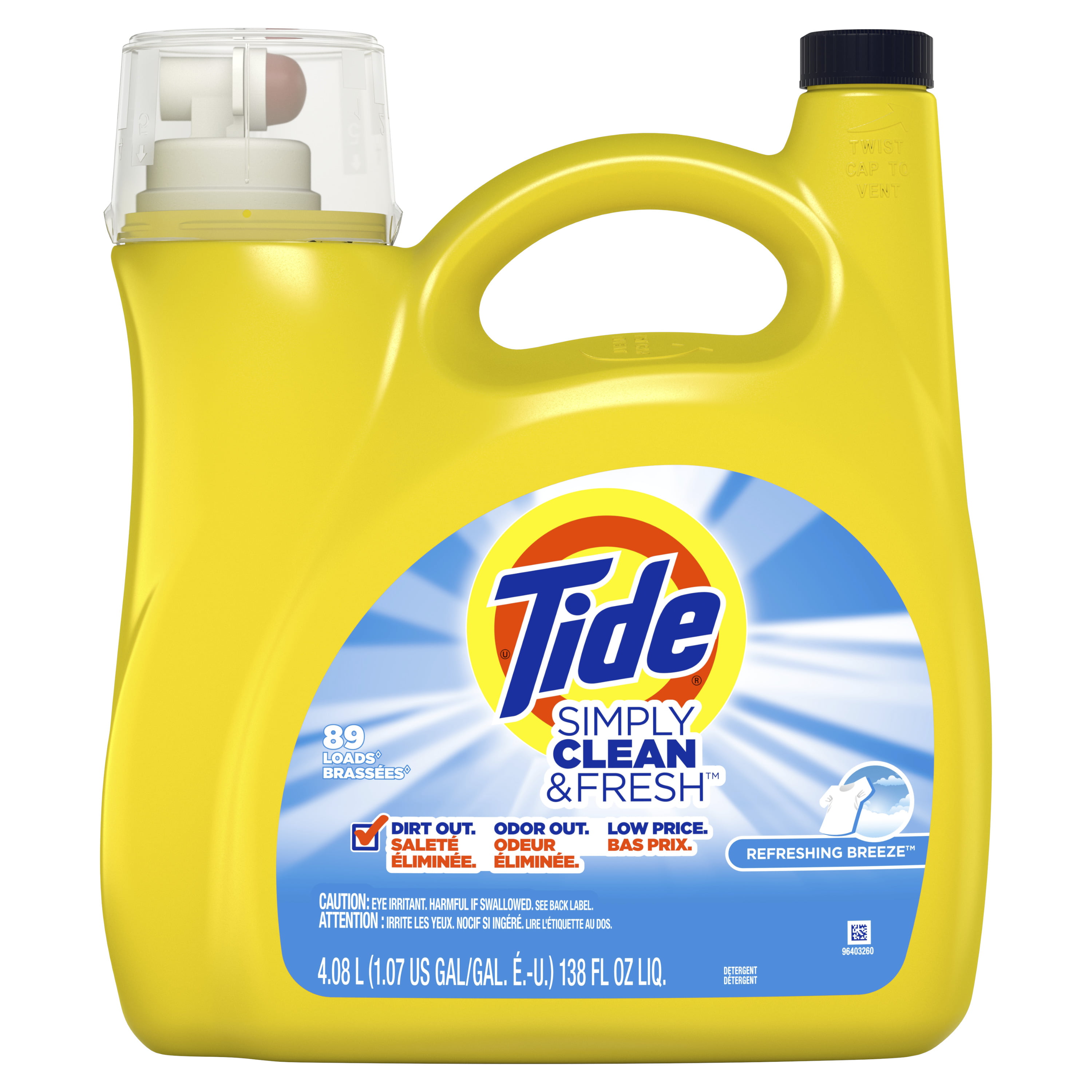 Tide Simply Clean Fresh Liquid Laundry Detergent Refreshing Breeze 89 Loads 138 Fl Oz Walmart Com