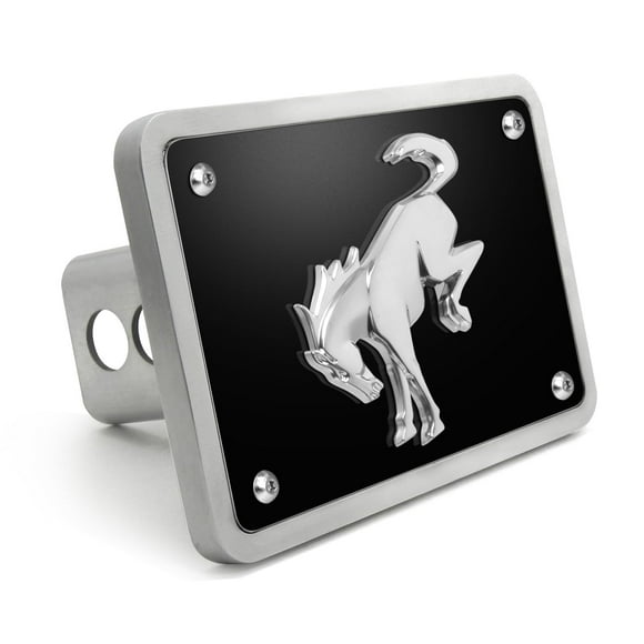 iPick Image for Ford New Bronco 3D Chrome Logo on Black Billet Aluminum 2 inch Tow Hitch Cover