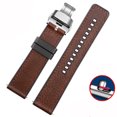 thumbnail image 3 of Correa de reloj de cuero italiano vintage para Seiko Tudor Casio, resistente al agua, con base de caucho de silicona, pulsera de 20 mm, 22 mm y 24 mm, 3 of 5