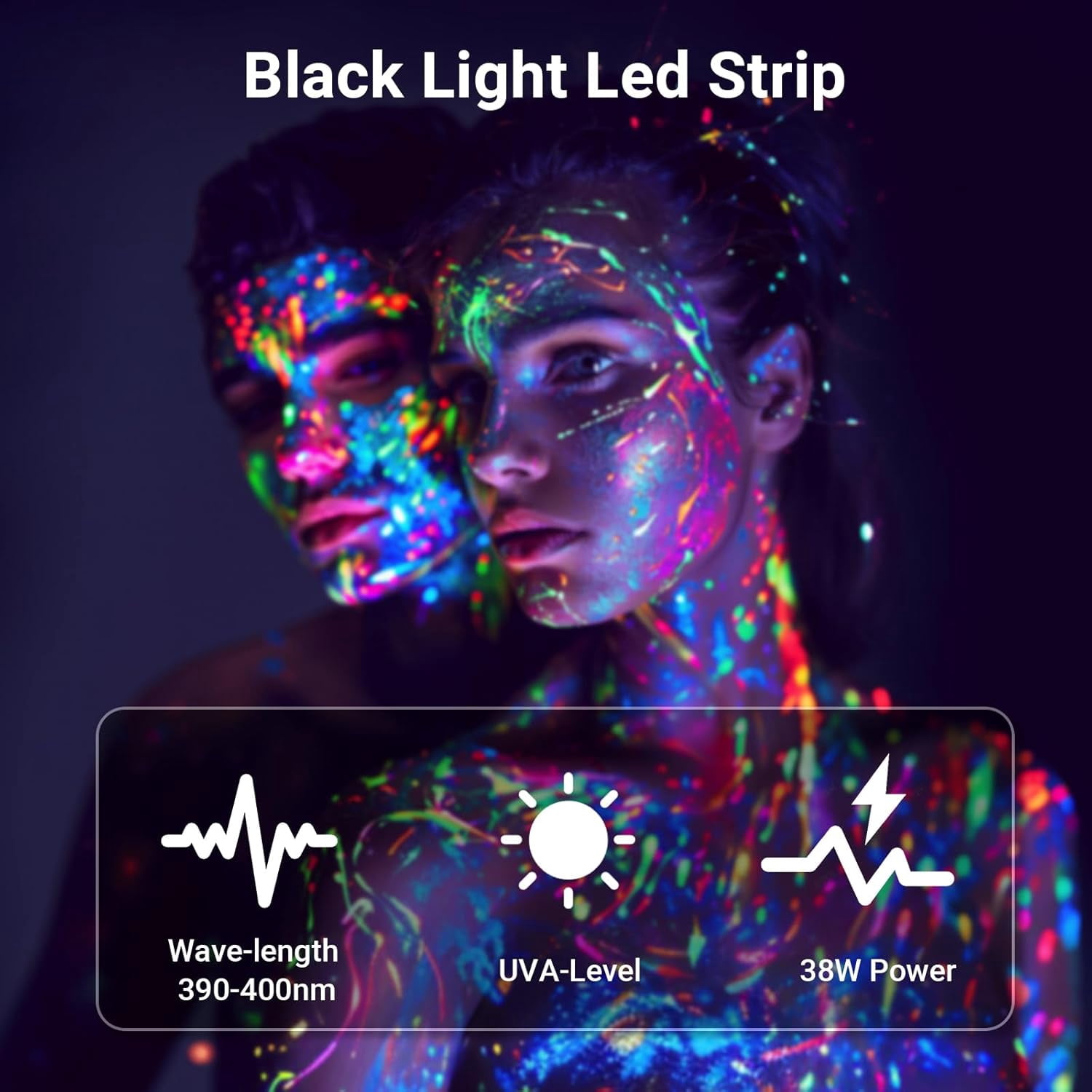 38W LED Black Light Bar Blacklight Bars with Plug and Switch Light Up 22x22ft Area for Glow Party Halloween Parties Bedroom Decorations Stage Lighting -1pack Carrying a Remote Control