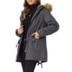 thumbnail image 4 of Chaqueta de parka de invierno para mujer Allegra K, abrigo acolchado largo, cálido, a prueba de viento, con capucha de piel sintética, 2XL gris, 4 of 6