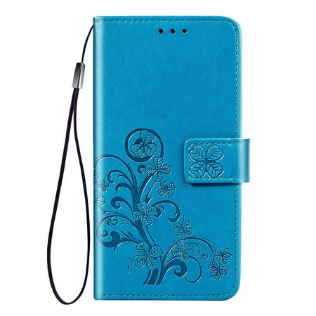 Emotinally Phone Case Wallet Leather Phone Cover Mobile Holder Replacement for Mi A2 Lite Blue