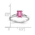thumbnail image 2 of Auriga Fine Jewelry 14K White Gold 6x4mm Emerald-cut Pink Tourmaline and Diamond Ring for Women Size 6, 2 of 4