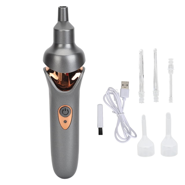 Kit eléctrico para eliminar cerumen con cabezales suaves y luz brillante, limpiador de oídos al vacío para adultos y niños.