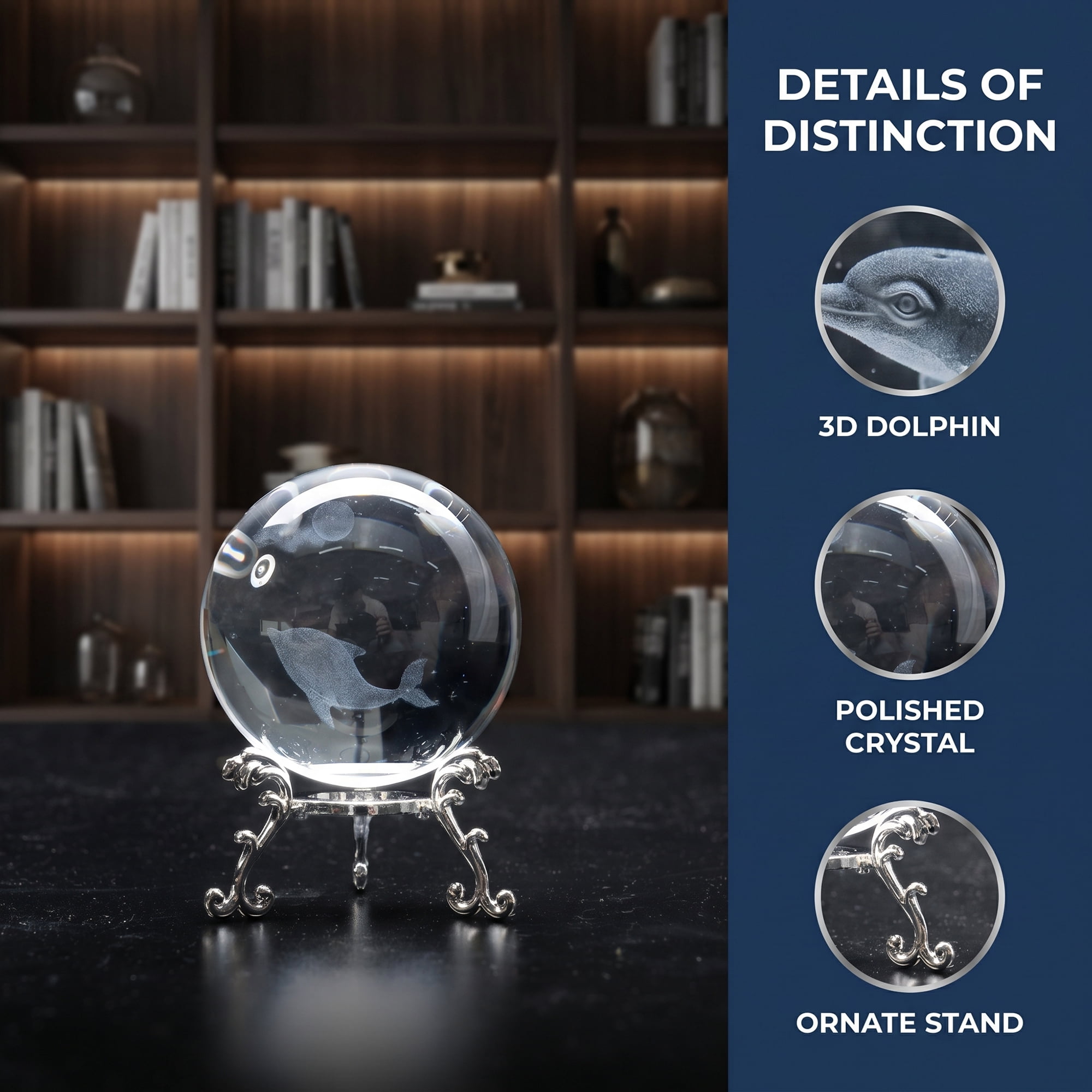Unique Bargains Crystal Ball Figurine 3D Glass Paperweight with Base Clear Style K