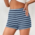 thumbnail image 2 of Lenpel Casual Shorts for Women Mid Rise Striped Te3xtured Knit Boxer Shorts Summer Beach Shorts Trendy Lounge Shorts, 2 of 6