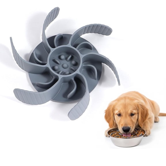 Silicone Spiral Slow Feeder Insert, Cuttable Dog Bowl Slow Feeder with Strong Suction Cups, Grey Pet Slow Feeder Insert Fits Most Dog Bowls