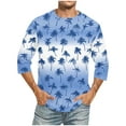 thumbnail image 1 of Fengqque T-shirt de Sport à Manches Sept pour Hommes, Col Rond, Bleu G(L), 1 of 4