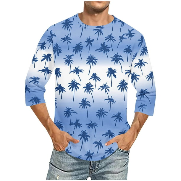 Tops para hombre, blusas y camisas de cuello redondo y manga corta para hombre, blusas casuales de moda con cuello redondo y manga corta, blusas para hombre, blusas de poliéster para hombre