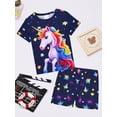 thumbnail image 4 of QEFJNO Kids Girls Pajamas Set 2 PCS Short Sleeve Top and Shorts Pants for Toddler Girls Unicorn Pjs Size 3-12Y, 4 of 14