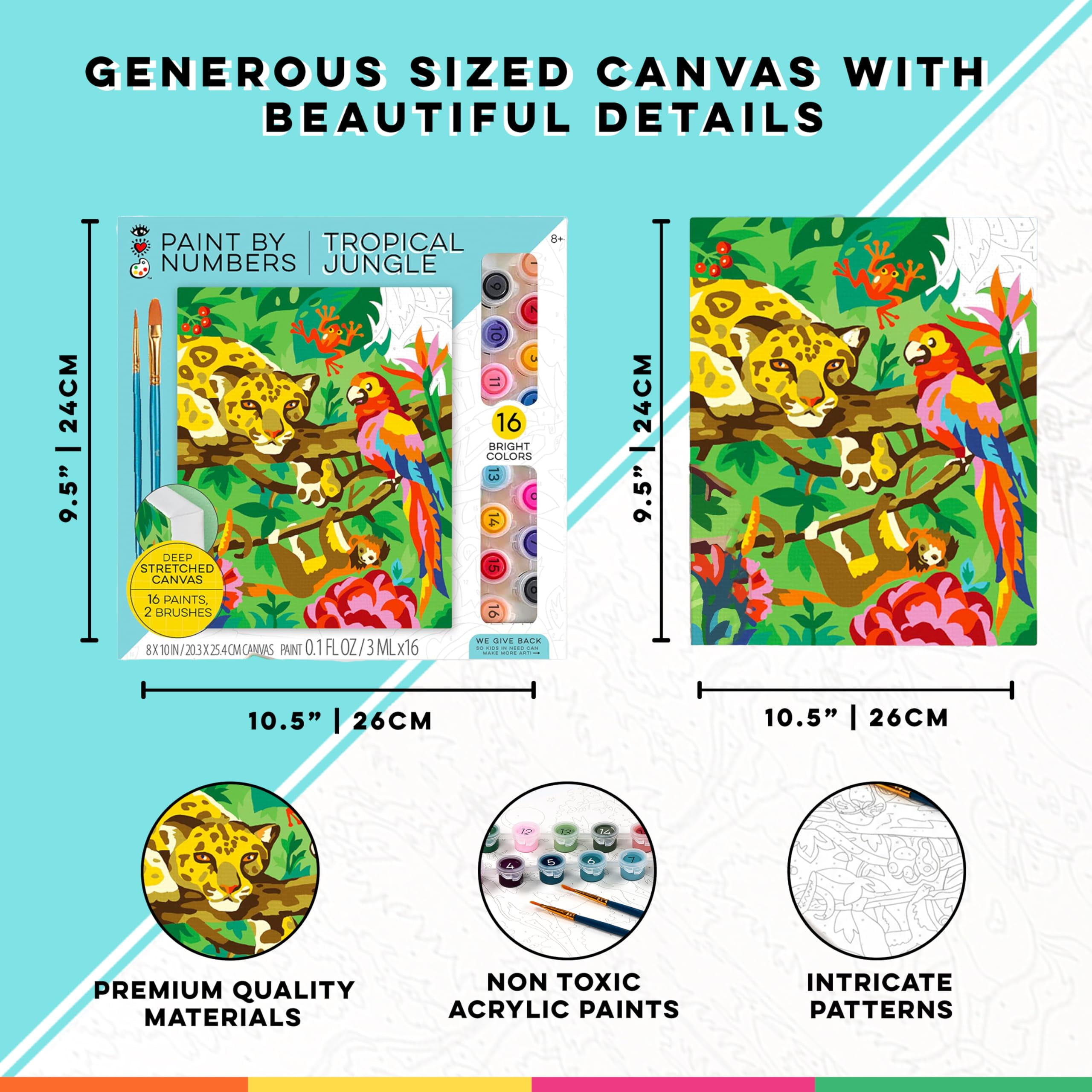 Bright Stripes iHeartArt Paint By Number Kit - Tropical Jungle