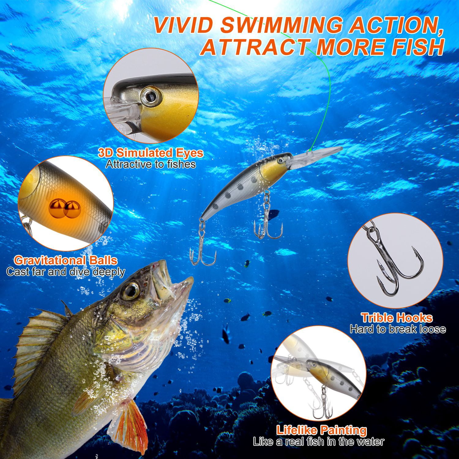 Moclever 375Pcs Fishing Lures Kit, Fishing Baits and Tackle Box Lifelike Popper Crankbaits Crickets Frogs Spoon Lures Maggots for Saltwater Freshwater, 8.27x4.33x1.77in