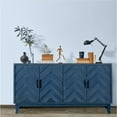 thumbnail image 3 of Holaki 59.8" Stronger Vintage Style Buffet Cabinet,Lacquered Accent Storage 4 Door Wooden Cabinets,Thickened Sideboard Storage Cabinet for Entryway, Living Room,Taupe Grey/Blue/Silver, 3 of 13