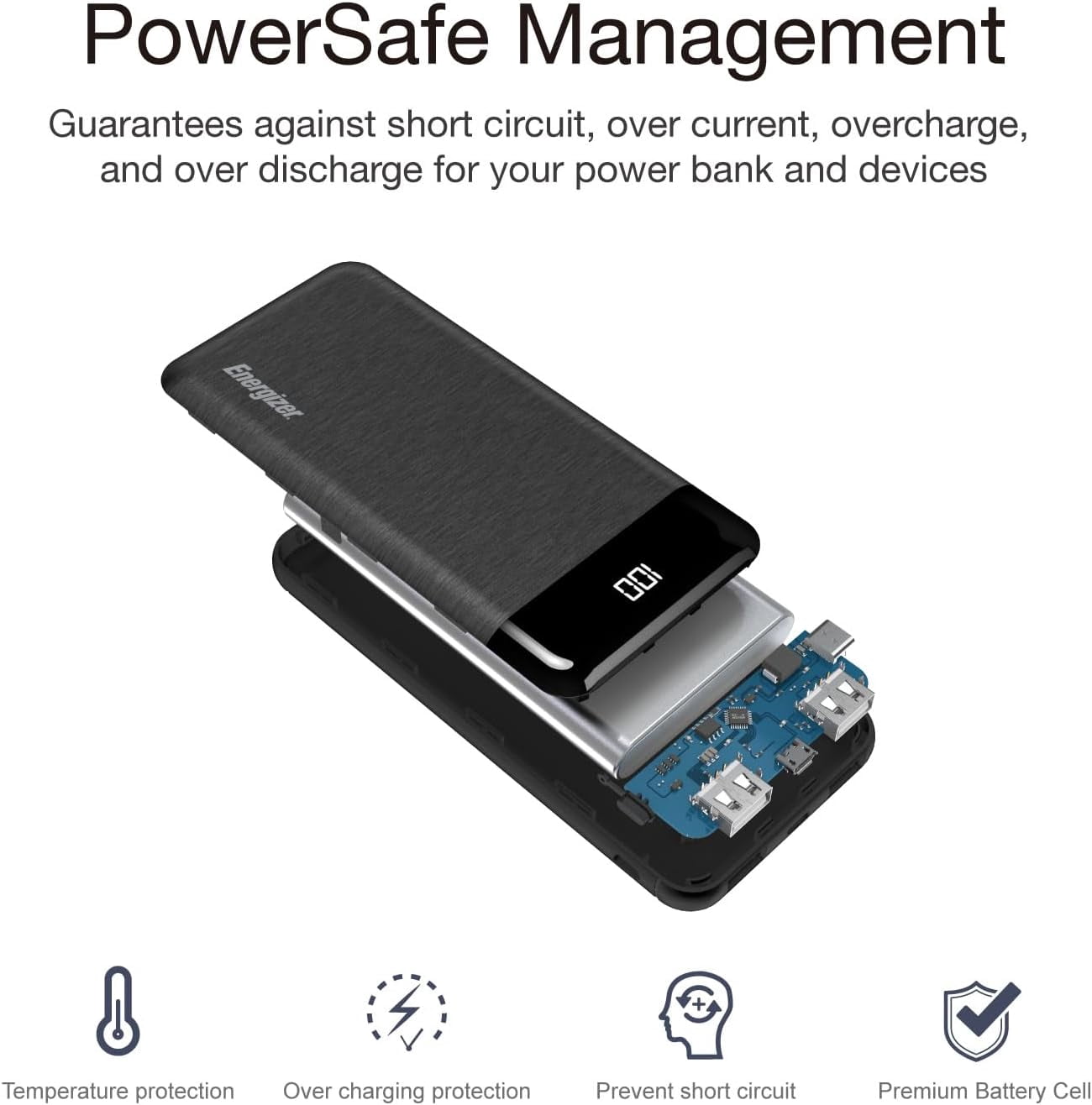 Energizer Power Bank - 10000mAh High Capacity Lithium Polymer Portable Charger,  Fast Charging, Dual USB Outputs, TSA Approved, Compatible iPhone, Android, Tablets and More_UE10058