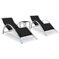 thumbnail image 1 of vidaXL Chaises Longues 2 Pcs avec Table Aluminium Noir, 1 of 5
