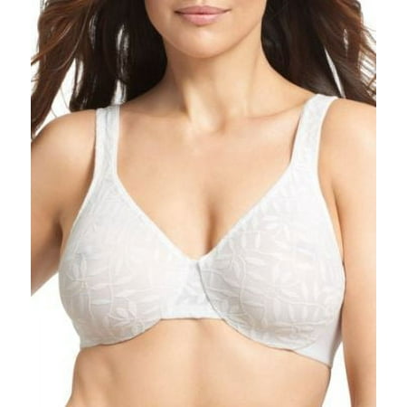 Women s Olga 35519 Lace Sheer Leaves Underwire Minimizer Bra (White 36D)