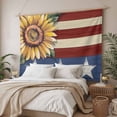 thumbnail image 3 of Sunflower America Flag Tapestry for Bedroom Wall Hanging Tapestry, Farmhouse Retro US Flag Ceiling Backdrop Tapestries Poster Blanket Wall Decor for Teens Room Living Room Dorm 59" x 90", 3 of 8