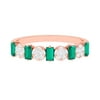 0.50 CT Baguette Cut Emerald and Round Cut Diamond Half Eternity Ring Gold, 14K Rose Gold, US 5.50