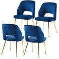 thumbnail image 5 of Modern Accent Dining Chairs Set of 4, Upholstered Velvet Dining Room Chairs with Hollow Back, Tufted Kitchen Chairs Side Chairs with Gold Metal Legs for Living Room Restaurant, Blue, 5 of 5